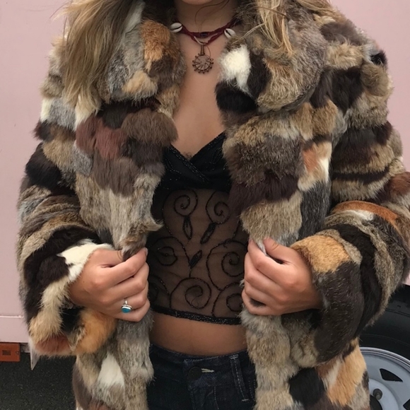 🎉HP VTG 70s Gimbels Patchwork Fur Coat - Picture 11 of 16